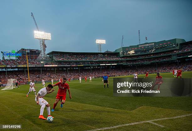 Liverpool FC vs AS Roma during a a pre-season soccer match at Fenway Park in Boston, MA on July 23, 2014. AS Roma won 1-0.