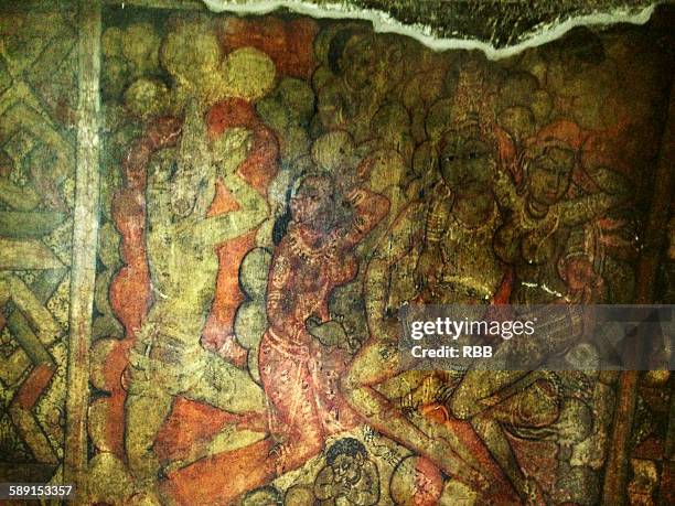 paintings in cave no 32 at ellora - jainism stock pictures, royalty-free photos & images