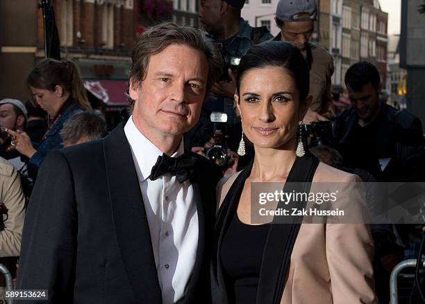 Colin Firth and Livia Firth arriving at the GQ Men of the Year Awards at the Royal Opera House in London