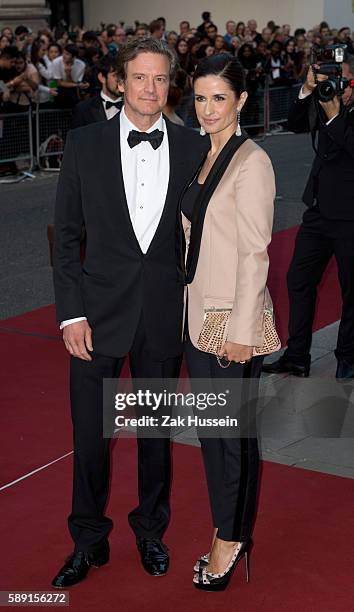 Colin Firth and Livia Firth arriving at the GQ Men of the Year Awards at the Royal Opera House in London