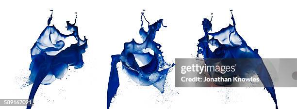 blue paint triptych - triptych stock pictures, royalty-free photos & images