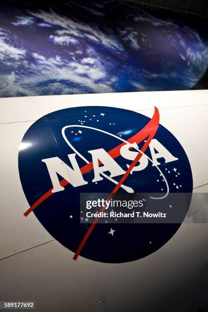 nasa symbol on space shuttle - nasa logo stock pictures, royalty-free photos & images