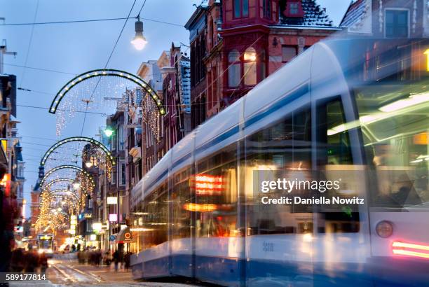 amsterdam street scene at christmas - netherlands christmas stock pictures, royalty-free photos & images