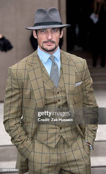 David Gandy arriving at the Burberry Prorsum show at the London Collections: Men AW15 in London.