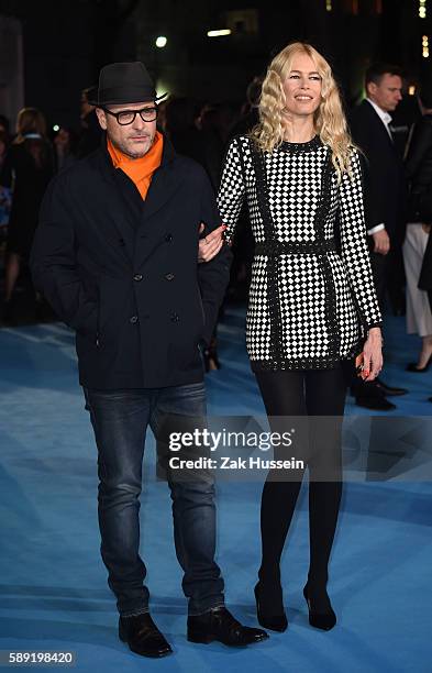 Matthew Vaughn and Claudia Schiffer arriving at the European premiere of Eddie the Eagle at the Odeon Leicester Square in London