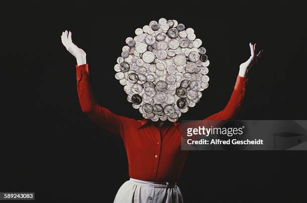 Woman with coins for a head, 1979.