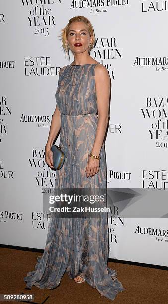 Sienna Miller arriving at the Harper's Bazaar Women of the Year Awards at Claridges in London.