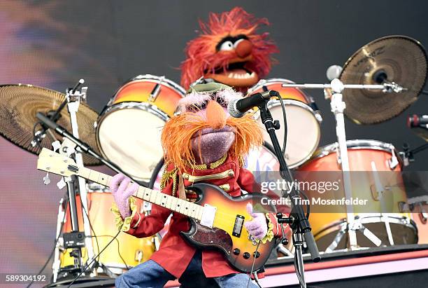 Floyd Pepper and Animal of The Muppets' Dr. Teeth and the Electric Mayhem perform during the Outside Lands Music And Arts Festival at Golden Gate...