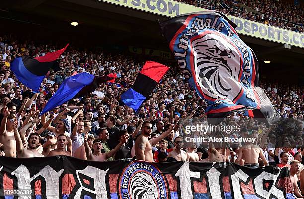 Crystal Palace fans during the Premier League match between Crystal Palace and West Bromwich Albion at Selhurst Park on August 13, 2016 in London,...