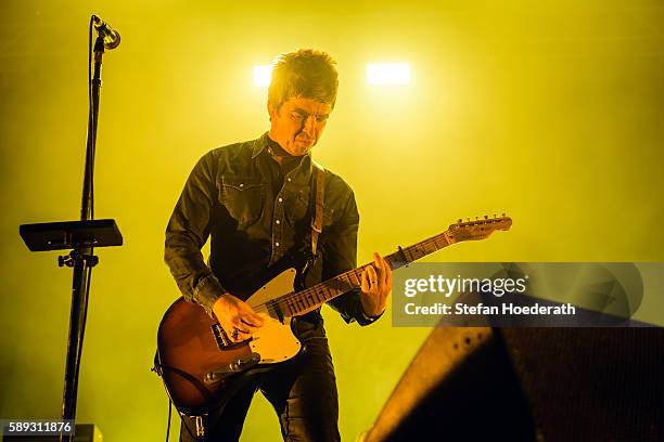 Singer Noel Gallagher of Noel Gallagher's High Flying Birds performs live on stage during day 2 of Pure & Crafted Festival on August 13, 2016 in...