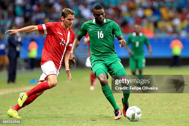 Amuzie of Nigeria in action during the Men's Football Quarterfinal match at Arena Fonte Nova Stadium on Day 8 of the Rio 2016 Olympic Games on August...