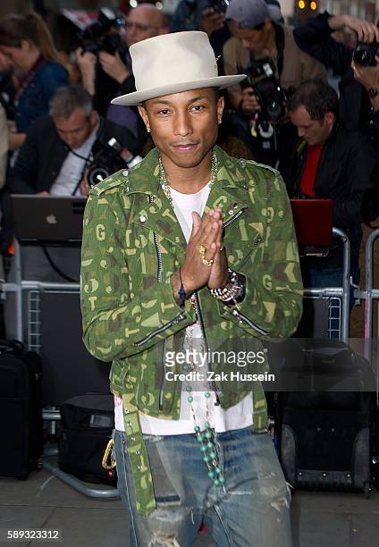 Pharrell Williams arriving at the GQ Men of the Year Awards at the Royal Opera House in London