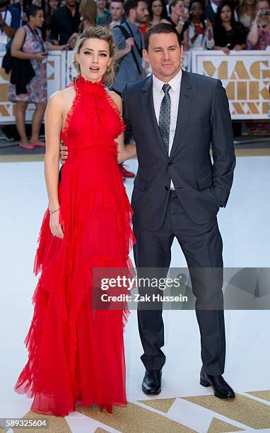 Amber Heard and Channing Tatum arriving at the European Premiere of Magic Mike XXL in Leicester Square, London.