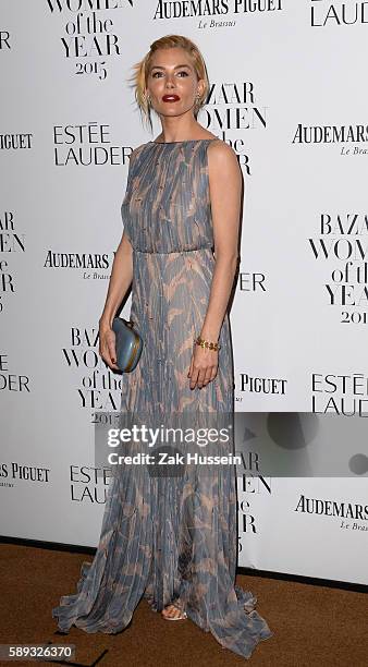 Sienna Miller arriving at the Harper's Bazaar Women of the Year Awards at Claridges in London.