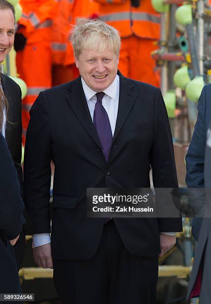 Boris Johnson visits the Crossrail Station site at Bond Street in London