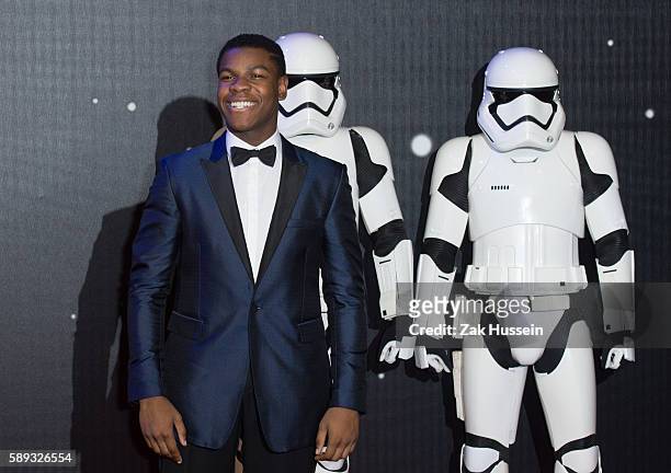 John Boyega arriving at the European premiere of "Star Wars - The Force Awakens" in Leicester Square, London