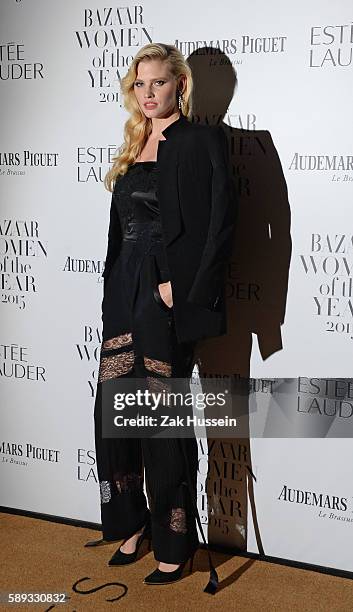 Lara Stone arriving at the Harper's Bazaar Women of the Year Awards at Claridges in London.