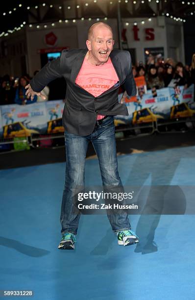 Eddie Edwards arriving at the European premiere of Eddie the Eagle at the Odeon Leicester Square in London