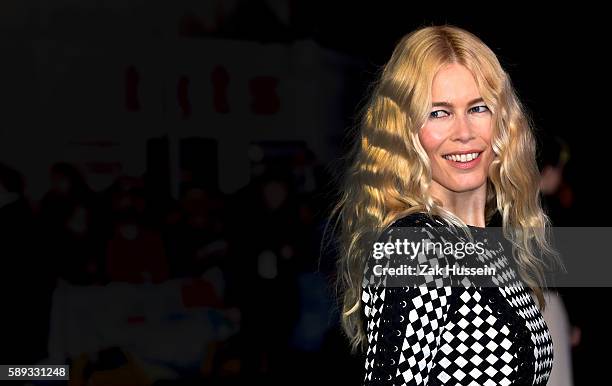 Claudia Schiffer arriving at the European premiere of Eddie the Eagle at the Odeon Leicester Square in London