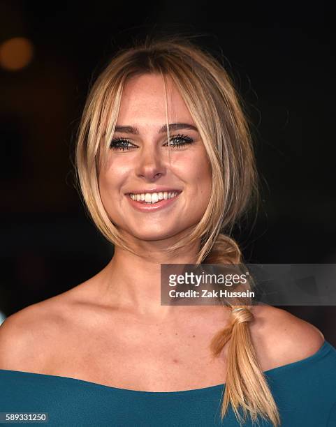 Kimberley Garner arriving at the European premiere of Eddie the Eagle at the Odeon Leicester Square in London