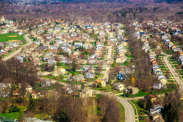 Columbus suburbs, seen from an airplane in clear weather.