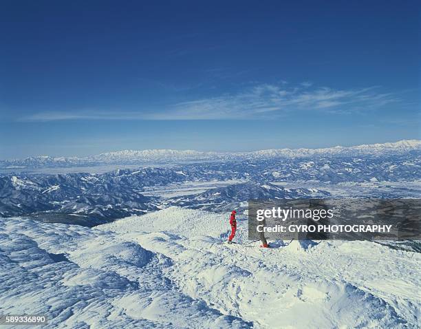 snow-covered landscape in in yamagata, yamagata prefecture, japan - região de tohoku - fotografias e filmes do acervo