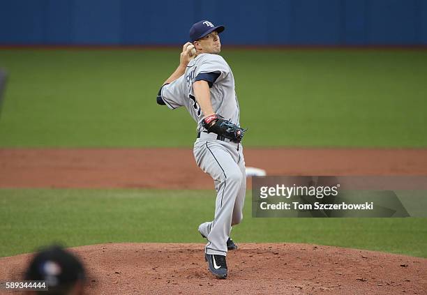 Drew Smyly of the Tampa Bay Rays delivers a pitch in the first inning during MLB game action against the Toronto Blue Jays on August 9, 2016 at...