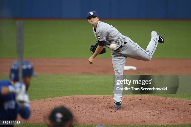 Drew Smyly of the Tampa Bay Rays delivers a pitch in the first inning during MLB game action against the Toronto Blue Jays on August 9, 2016 at...