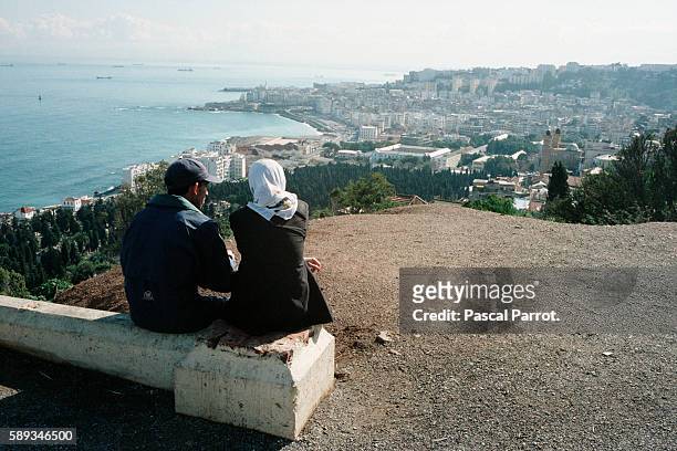 Couple Looks out Over the City of Algiers