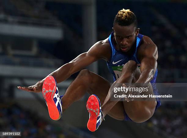 Jarrion Lawson of the United States competes during the Men's Long Jump Final on Day 8 of the Rio 2016 Olympic Games at the Olympic Stadium on August...