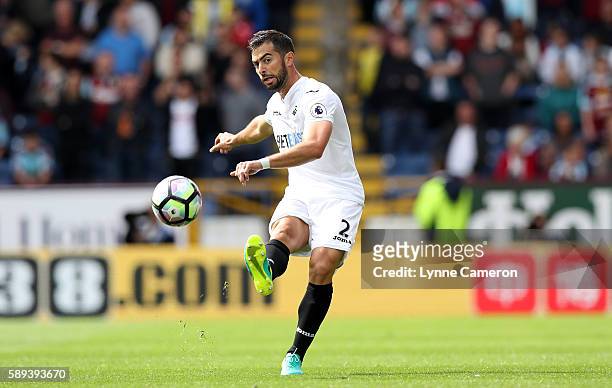 Jordi Amat of Swansea City during the Premier League match between Burnley and Cardiff City at Turf Moor on August 13, 2016 in Burnley, England.