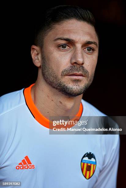 Guilherme Siqueira of Valencia looks on during the team official presentation ahead of the pre-season friendly match between Valencia CF and AC...