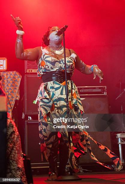 Chantal Brown of Vodun performing live on stage at Bloodstock Festival at Catton Park on August 13, 2016 in Burton upon Trent, England.