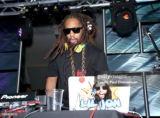 Rapper Lil Jon performs as a DJ at Mount Airy Casino Resort's Get Wet on August 13, 2016 in Mount Pocono, Pennsylvania.