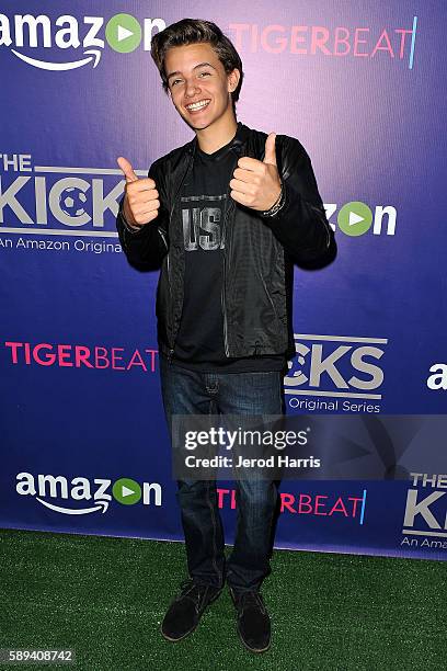 Noah Urrea arrives at Amazon and Tiger Beat Magazine Celebrate the Premiere of 'The Kicks' at StubHub Center on August 13, 2016 in Carson, California.