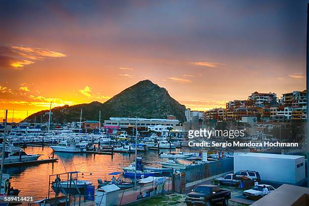 cabo san lucas at sunrise - los cabos stock pictures, royalty-free photos & images
