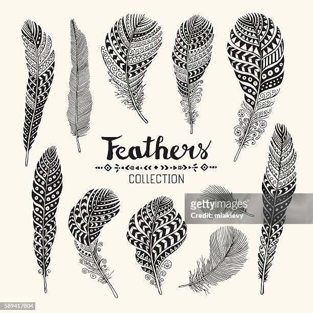 feathers collection - native american culture pattern stock illustrations