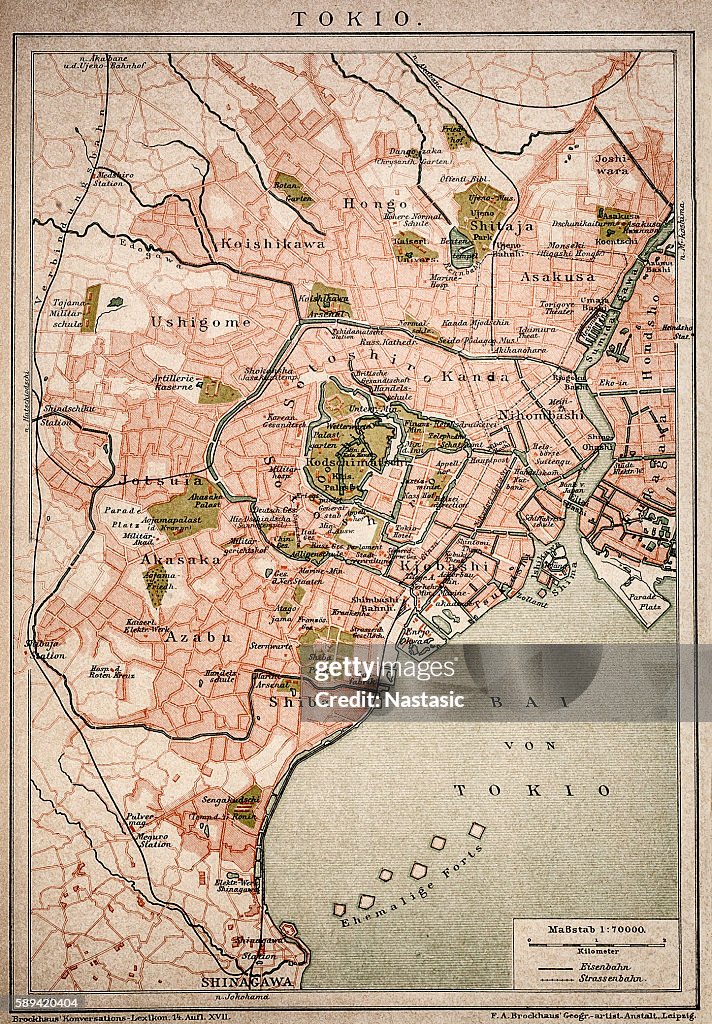 Vintage map of Tokyo