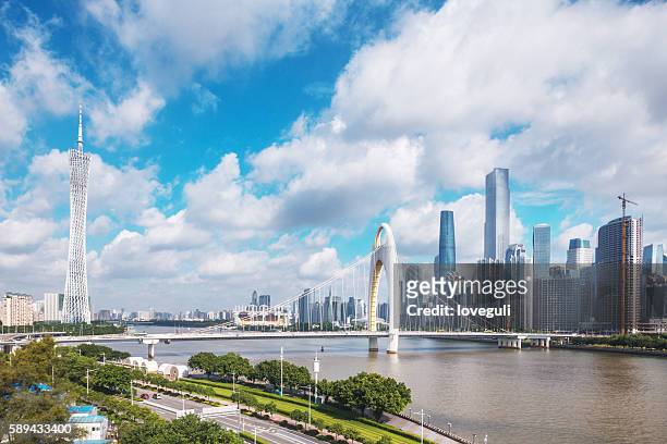 skyline of modern city with cloudscape in guangzhou - guangzhou stock pictures, royalty-free photos & images