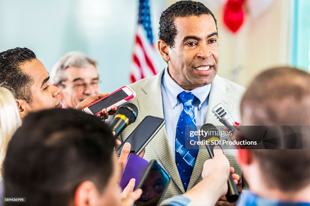 Concerned man adresses the media