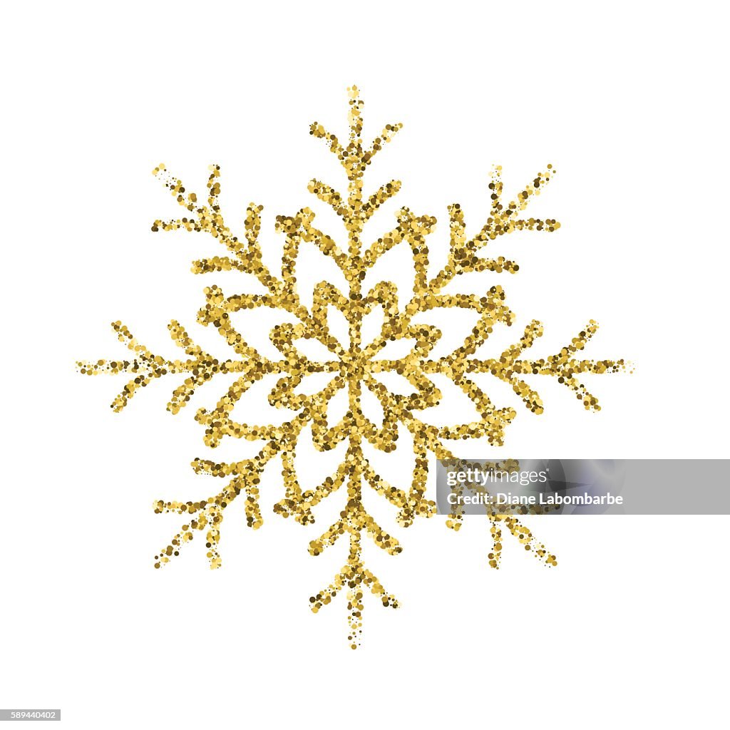 Gold-Glitter-Folie-Christbaumkugel - Schneeflocke