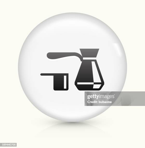 coffee icon on white round vector button - measuring cups stock illustrations
