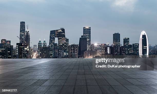 city square - beijing skyline night stock pictures, royalty-free photos & images