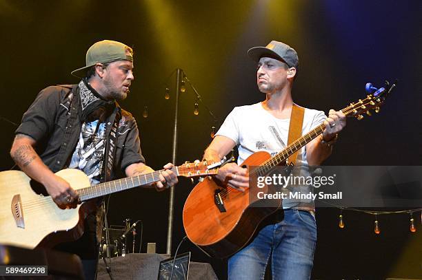 Recording artists Stephen Barker Liles and Eric Gunderson of Love & Theft perform during Coyote CountryFest at the Orleans Arena on August 13, 2016...