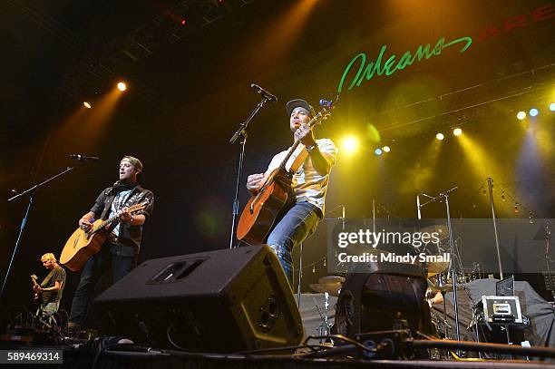 Recording artists Stephen Barker Liles and Eric Gunderson of Love & Theft perform during Coyote CountryFest at the Orleans Arena on August 13, 2016...