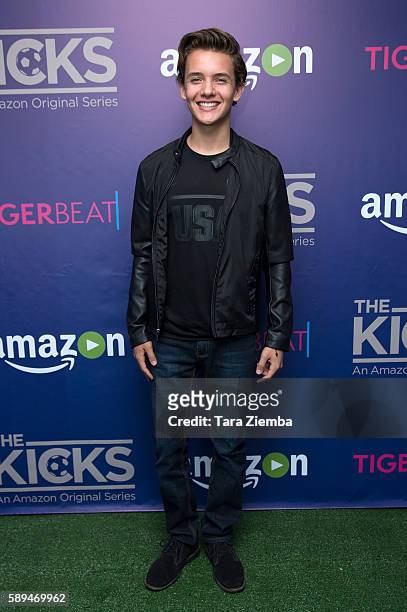 Actor Noah Urrea attends Amazon and Tiger Beat Magazines premiere of "The Kicks" at StubHub Center on August 13, 2016 in Carson, California.