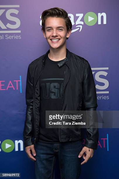 Actor Noah Urrea attends Amazon and Tiger Beat Magazines premiere of "The Kicks" at StubHub Center on August 13, 2016 in Carson, California.