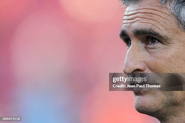 Olivier DALL OGLIO coach of Dijon during the football Ligue 1 match between Dijon FCO and Fc Nantes at Stade Gaston Gerard on August 13, 2016 in...