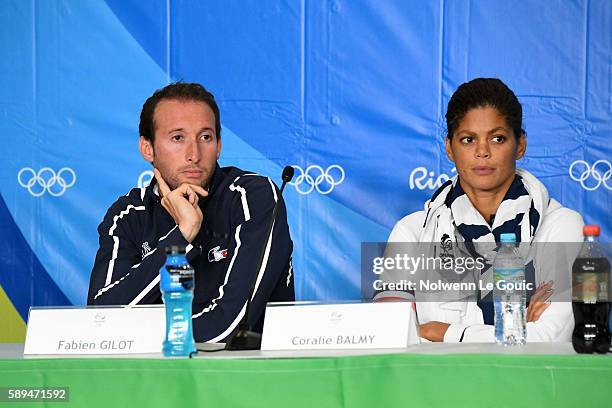 Fabien Gilot and Coralie Balmy in press conference during Swimming on Olympic Games 2016 in Rio at Olympic Aquatics Stadium on August 13, 2016 in Rio...