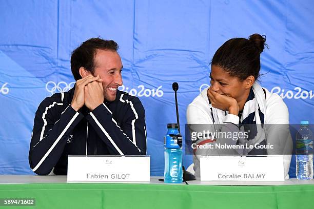 Fabien Gilot and Coralie Balmy in press conference during Swimming on Olympic Games 2016 in Rio at Olympic Aquatics Stadium on August 13, 2016 in Rio...